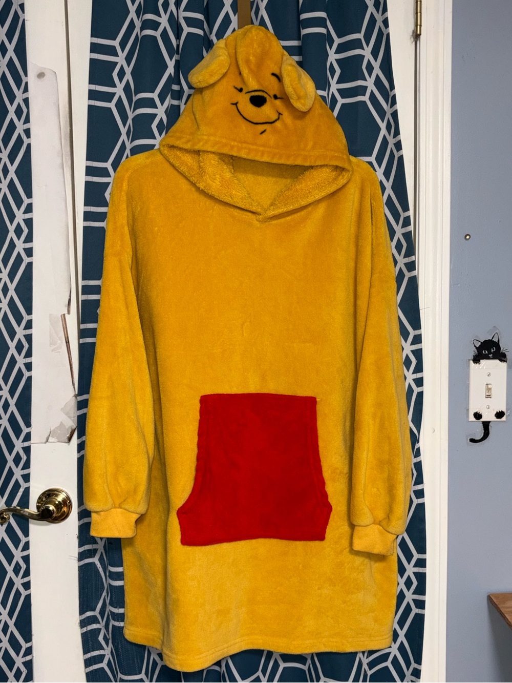 Disney Winnie The Pooh Plush Soft Fleece Hoodie With Ears Comfy Adult One Size